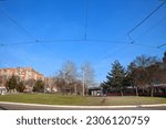 Small photo of BELGRADE, SERBIA - DECEMBER 30, 2021: belgrade tram, a CAF, a terminal terminus tram stop station of banjica, vozdovac. Owned by GSP, the Belgrade tram, beogradski tramvaj is a transportation system.