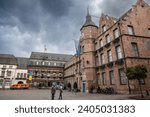 Small photo of DUSSELDORF, GERMANY - NOVEMBER 7, 2022: Panorama of the Altes Rathaus of Dusseldorf, the old city hall, on marktplatz square. it's a major medieval landmark of Dusseldorf.