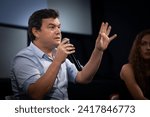 Small photo of BELGRADE, SERBIA - OCTOBER 26, 2023: Selective blur on Thomas Piketty holding a lecture in belgrade, Serbia. Thomas Piketty is a French economist specialized in the studies of inequality.