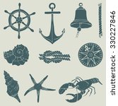 hand drawn nautical set  vector ... | Shutterstock .eps vector #330227846