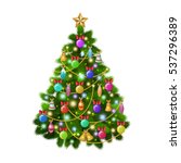 christmas tree with colorful... | Shutterstock .eps vector #537296389
