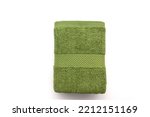 Small photo of Green Top View Hand | Bath Towel Isolated with White Background Diamond Fancy Absorbent Terry Bath Towel