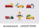 road accidents set  car crash... | Shutterstock .eps vector #1203372940
