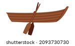 Wooden Rowboat With Oar As...