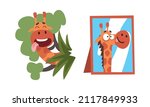 Funny Giraffe Character With...