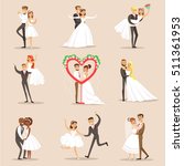 happy newlyweds on the wedding... | Shutterstock .eps vector #511361953