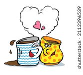 two cups in love and a heart... | Shutterstock .eps vector #2112396539