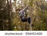 Small photo of Forest of Dean, United Kingdom - October 27, 2016: Go Ape Adventure. Found in a many of the national parks and local recreation grounds, Go Ape provides a stimulating obstacle course in the trees.