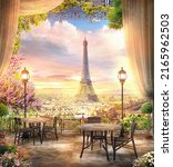 3d Image Eiffel Tower At Sunset ...