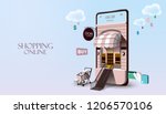 shopping online on website or... | Shutterstock .eps vector #1206570106