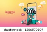 shopping online on website or... | Shutterstock .eps vector #1206570109