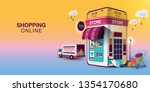 shopping online on website or... | Shutterstock .eps vector #1354170680