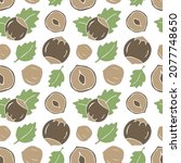 cute hazelnut seamless pattern. ... | Shutterstock .eps vector #2077748650