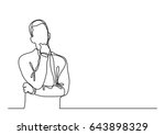 thinking man   continuous line... | Shutterstock .eps vector #643898329