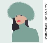 Faux Green Fur  Woman In Winter ...