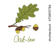 acorns on the branch oak leaf... | Shutterstock .eps vector #470855786