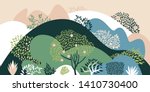 hilly landscape with trees ... | Shutterstock .eps vector #1410730400