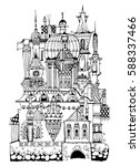 very detailed building  doodle... | Shutterstock .eps vector #588337466