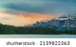 Small photo of Two Jack Lake is a picturesque emerald green lake in Banff National Park with a sweeping view of Mount Rundle.