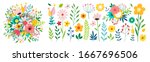 set of floral branch. flower... | Shutterstock .eps vector #1667696506