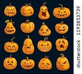 halloween cartoon pumpkins... | Shutterstock .eps vector #1193853739