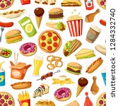 Fastfood Meals Vector Seamless...