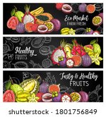 tropical fruits vector chalk... | Shutterstock .eps vector #1801756849