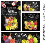 exotic fruits vector posters... | Shutterstock .eps vector #1887435430