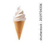 Realistic soft ice cream waffle cone. Soft serve ice cream, 3d vector american sundae swirl in wafer cone or machine vanilla ice cream. Fast food restaurant frozen dessert