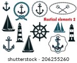 Set Of Nautical Heraldry Themed ...