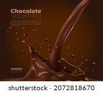 chocolate or cocoa milk flow... | Shutterstock .eps vector #2072818670