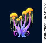 fantasy magic jelly mushroom ... | Shutterstock .eps vector #2075394979
