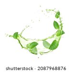 green herbal tea swirl splash... | Shutterstock .eps vector #2087968876