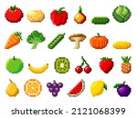 retro pixel art food isolated... | Shutterstock .eps vector #2121068399