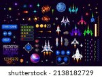 space game asset 8 bit pixel... | Shutterstock .eps vector #2138182729