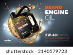 motor oil bottle with splash... | Shutterstock .eps vector #2140579723