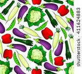 fresh vegetables seamless... | Shutterstock .eps vector #411624883