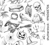 Halloween Pattern Of Doodle...