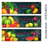 exotic fruits banners set of... | Shutterstock .eps vector #655218013