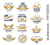 Aviation Retro Icons Set Of...