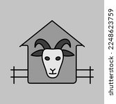Goat House Isolated Grayscale...