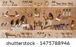 ancient egypt frescoes. life of ... | Shutterstock .eps vector #1475788946