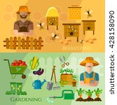 gardening and beekeeping banner ... | Shutterstock .eps vector #428158090