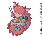 dragon eating ramen cute. high... | Shutterstock .eps vector #2173754673