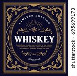 whiskey label antique engrave... | Shutterstock .eps vector #695699173