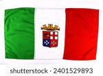 Small photo of Italian navy flag green white and red with the blazon depicting the 4 Maritime Republics: Venice Genoa Amalfi Pisa