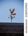 Small photo of a copper decorative weathercock on the top of the roof