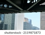 Small photo of Underneathe abridge during chicago river boat tours in downtown Chicago