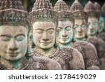 Vishnu statues at wat thmei in...