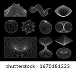 set of wireframe geometric... | Shutterstock .eps vector #1670181223